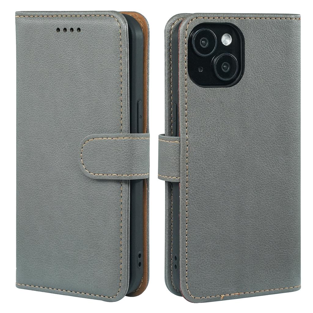For iPhone 14 Case RFID Blocking Wallet Litchi Texture Leather Phone Cover Magnetic Clasp
