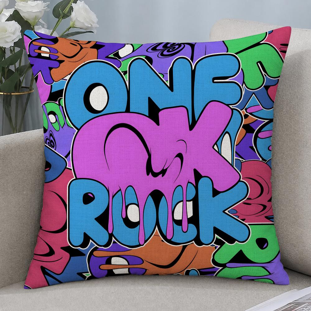 Band ONE OK ROCK Cushion Cover Cushion Covers Natural Linen Breathable Sofa Bedroom Decor Pillowcase