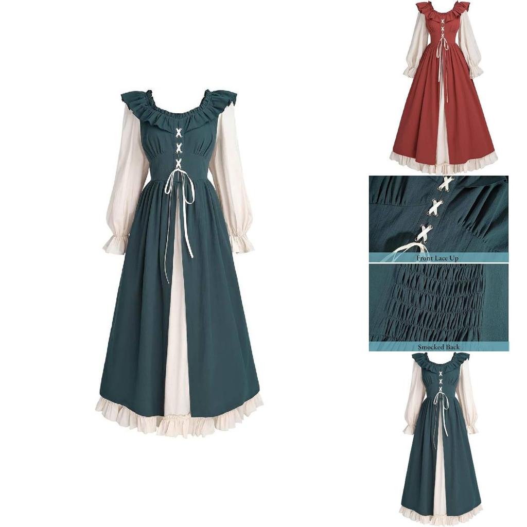 Exquisite Long Sleeve Irish Renaissance Dress For Women In Vibrant Color Options Perfect For Any Occasion