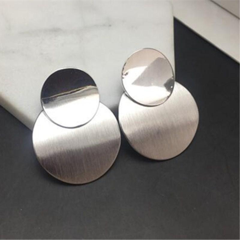 

Vintage European Metal Sequins Round Earrings for Women Golden Color Geometric Punk Statement Drop Earrings Zircon Gift