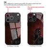 Skleněné pouzdro na mobilní telefon s koňským vzorem na červeném pozadí vhodné pro iPhone 17/16/15/14/13/12/11Pro Max plně kryjící proti pádu