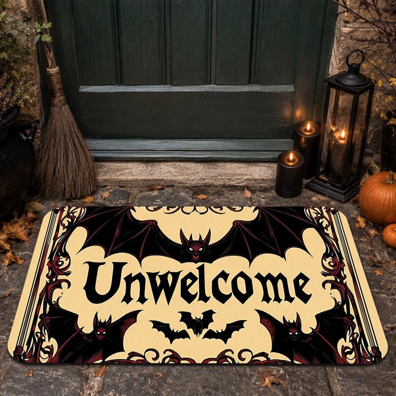 1pc Halloween Holiday Theme Retro Bat Prank Unwelcome Door Mat, Gothic Dark Retro Flanell Thickened Mat - Sponge Thickness 1.02cm Entrance Non-Slip We