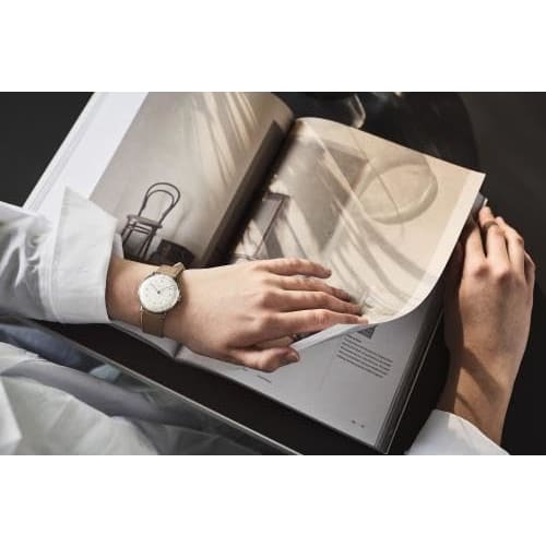 Authentic Junghans Max Bill Hand-Wound 34mm Watch 370102 with Sapphire 027 3701 02, Men's Beige