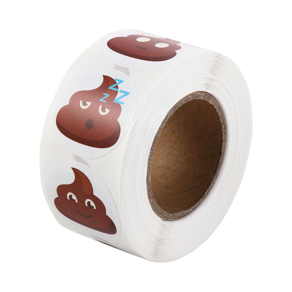 

500pcs Stationery Supplies Self-adhesive Poop Emoticons Sticker Seal 1inch Stationery Sticker Funny Reward Sticker Office One Size