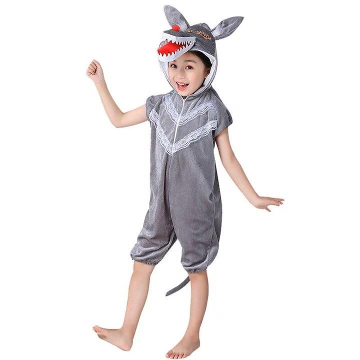 Kids Grey Wolf Costume 7-8 Years Role Play Party Wear Halloween Outfit