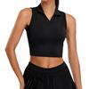 Cloudy breathable lapel sport polo shirt for women's outdoor fitness, running, tennis, sleeveless yoga top