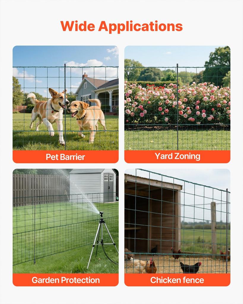Temporary Fence with Posts, 1.05 x 25m Plastic Mesh Fencing, Garden Safety Fences Netting with Double-Spike Stakes & Guy Ropes, Temporary Fence for