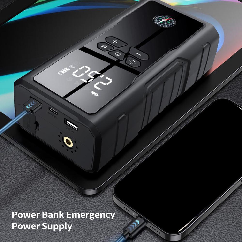 Portable Air Compressor, Cordless Electric Tire Inflator, 8000mAh 1000A Jump Starter and Air Pump