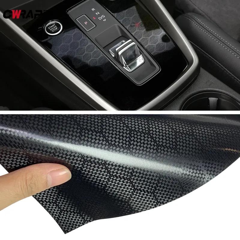 Self Adhesive Diamond Forged Carbon Film Black Carbon Fiber Sticker Air-release Technology Waterproof Stickers Auto Accessories