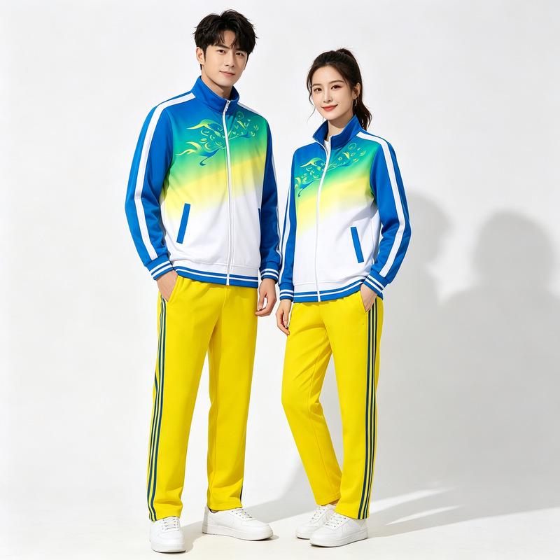 Silk Long Sleeve Sports Suit - Spring & Autumn, Plus Size, Middle-Aged & Elderly Square Dance/Fitness Wear