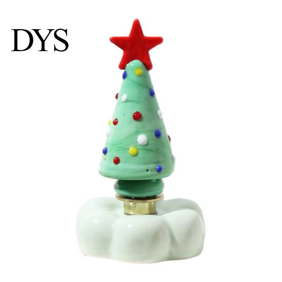 Glass Christmas Tree Ornaments Handmade Ornament with Star Top And Colorful Bead Details, Crystal Holiday Decor Desktop Rotating Figurine for
