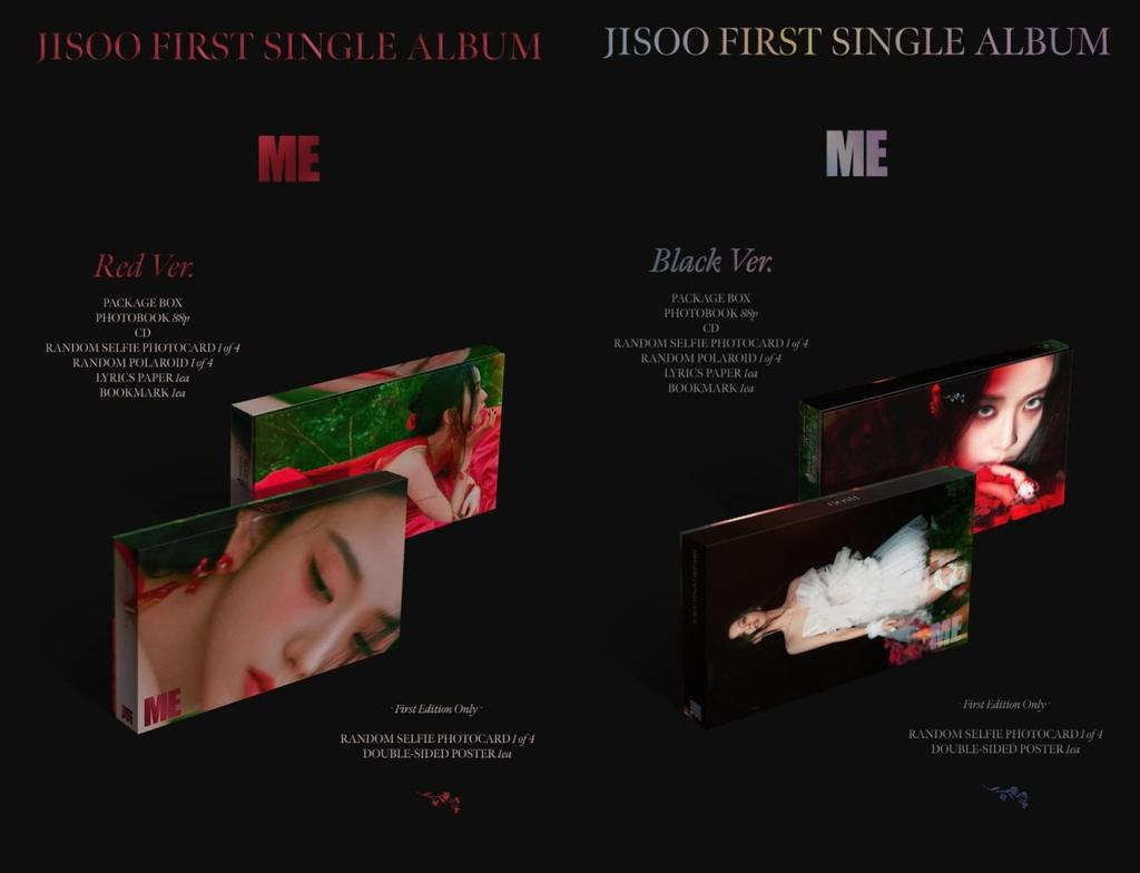 JISOO - JISOO FIRST SINGLE ALBUM + Folded Poster [Korean Edition] BLACKPINK (Red+Black ver. SET, 2 Folded Posters)