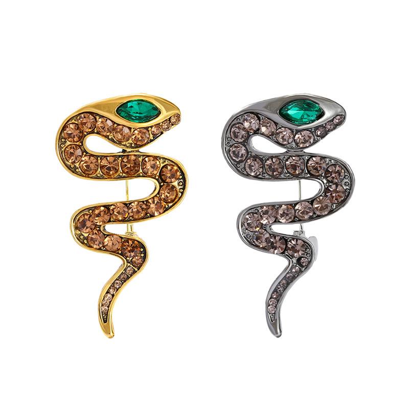 Zodiac Snake High-end Retro Animal Crystal Snake Accessories Brooch