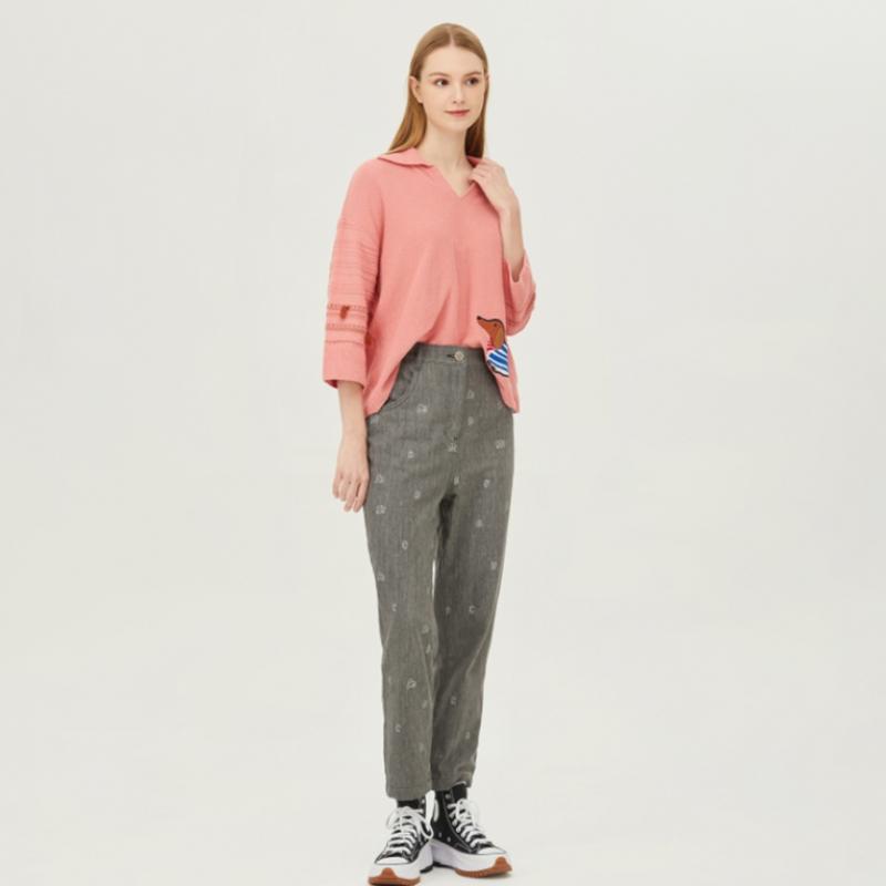  Benetton  Benetton Inner Banding Pearl Print Baggy Denim Pants Badp06241 Gr