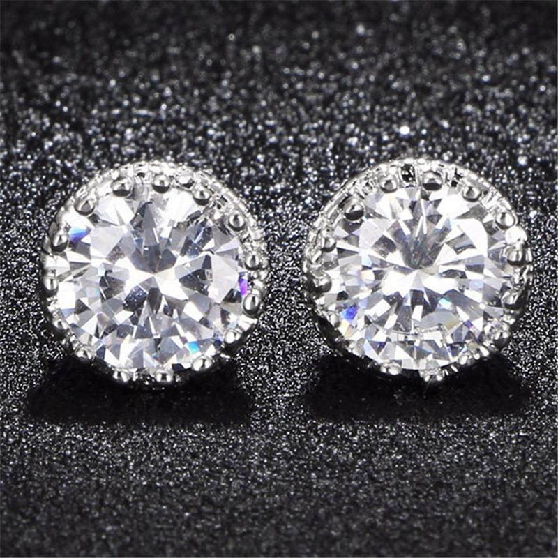 925 Sterling Silver AAA Cubic Zirconia Round Stud Earrings for Women Wedding Engagement Jewelry Fashion Female AccessoriesGood product