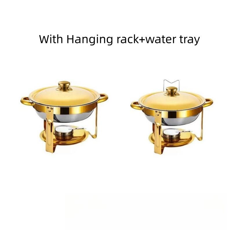Alcohol Stove Large Capacity Circular Gold-plated Insulated Heating Furnace Hotel Restaurant Stainless Steel Buffet Stove