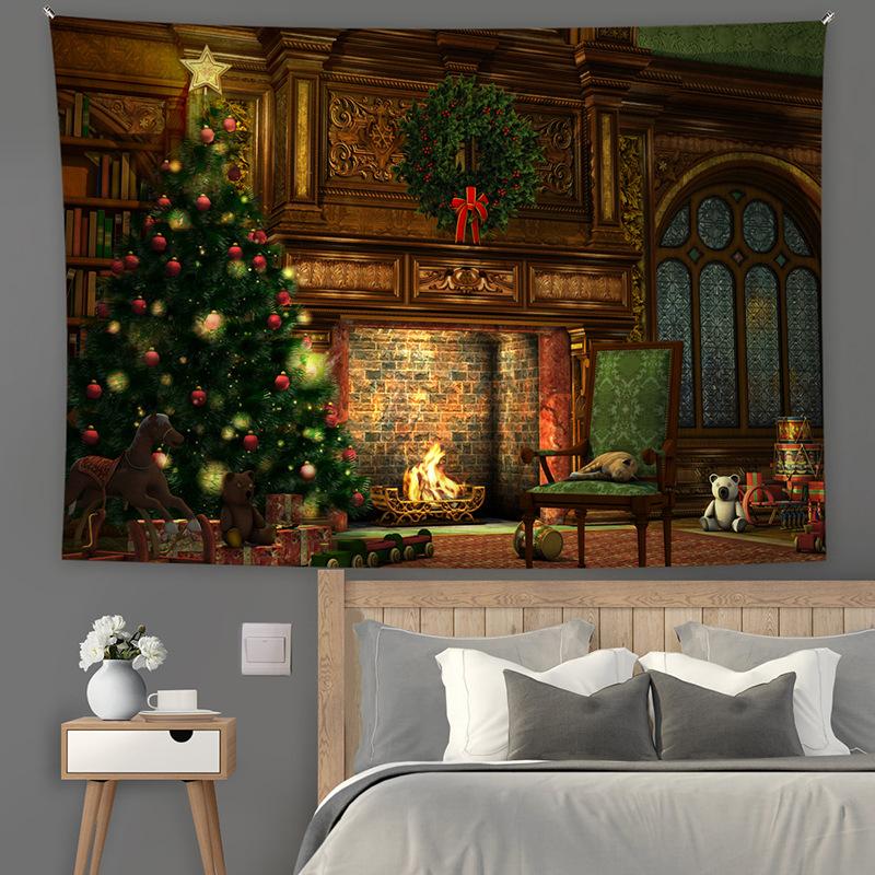 Amazon Christmas Printed Tapestry Christmas Tree Backdrop Holiday Party Tapestry Cloth