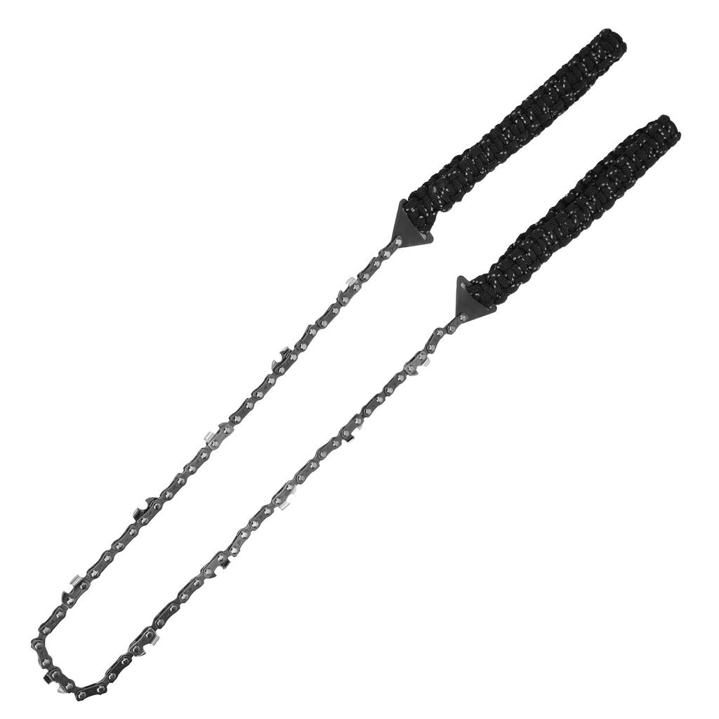 11 Zähne Kettensäge Gewebter Griff Reflektierend Survival Edelstahl Taschenkettensäge mit Paracord Reflektierend Schwarz