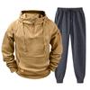 Men's Casual Hoodie and Jogger Set - Long Sleeve Drawstring Sweatsuit with Multiple Pockets for Fall Winter (Dark Gray)