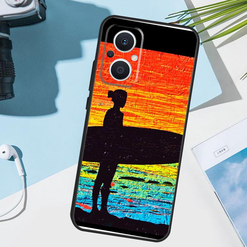 Surfing Art Surf Girl Case For OPPO Reno 13 13F 12 11 F 8T 7 8 10 Pro OPPO Find X8 X6 X3 Pro X5 Lite Cover Funda