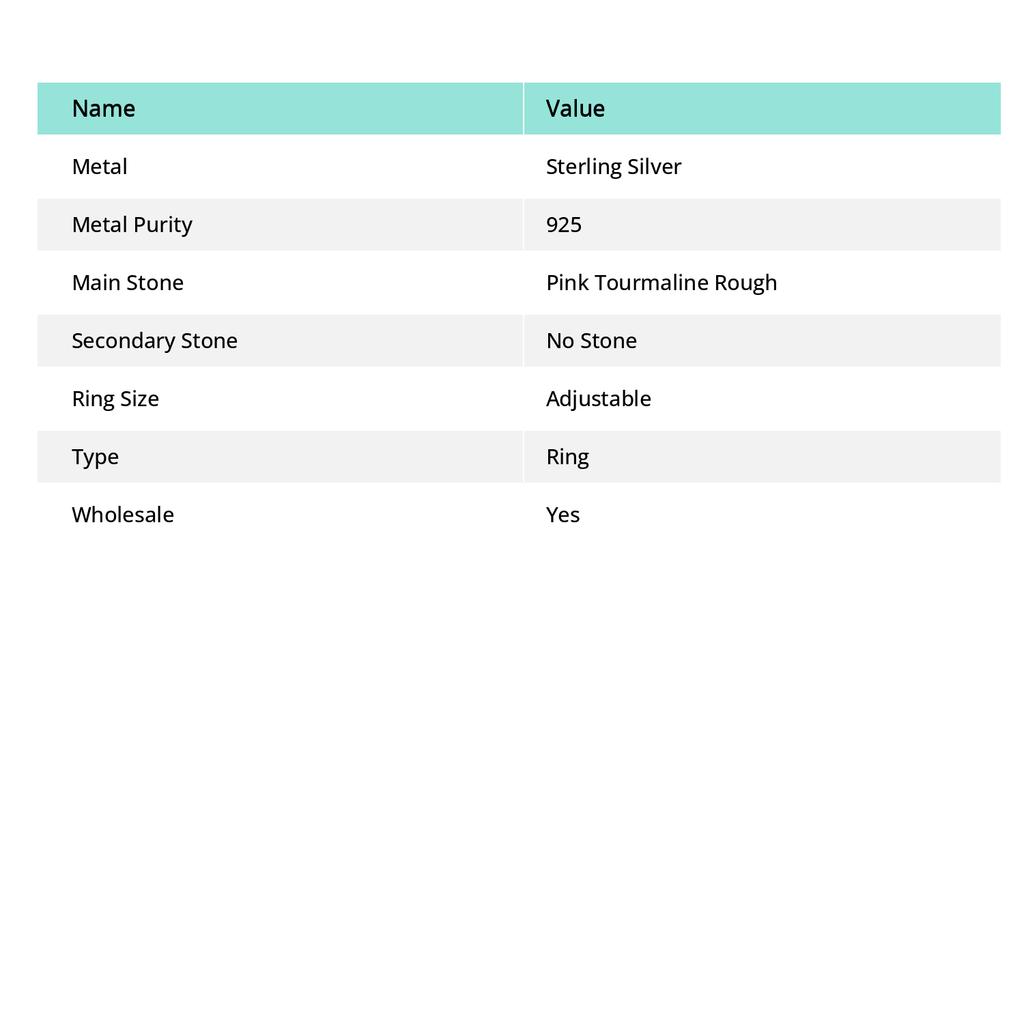 Pink Tourmaline Gemstone 925 Sterling Silver Jewelry Ring Size Adj