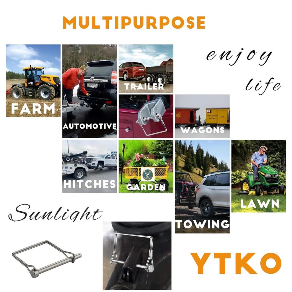 Pinos de Engate Quadrados de Serviço Pesado (10 pacotes) - Aço Carbono com Revestimento de Zinco, Pino de Engate para Reboque 1/4" x 3-5/32" para Reboques, Carros, Equipamentos de Içamento,