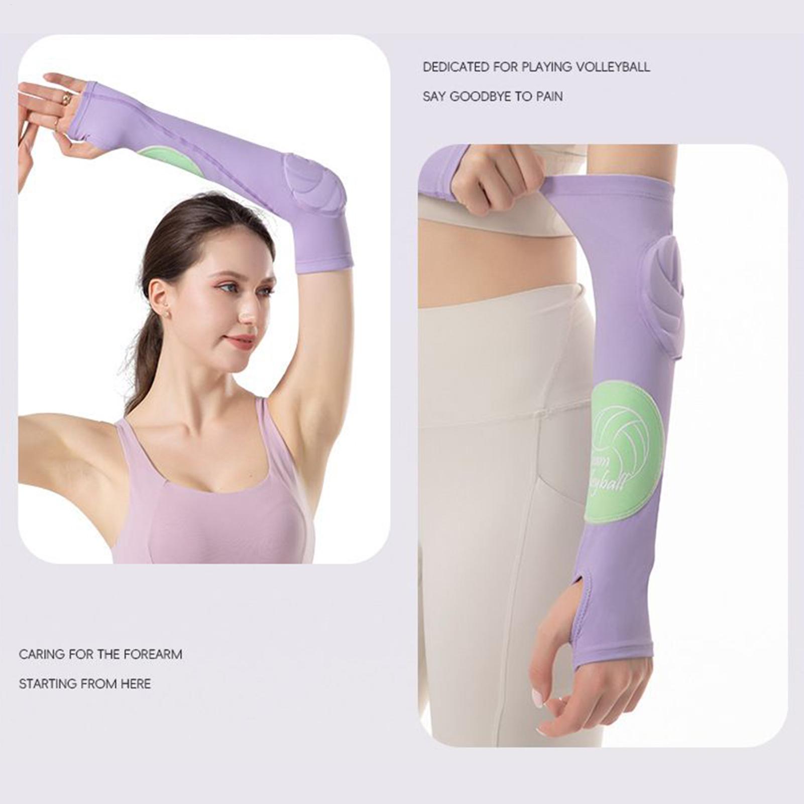 Arm Sleeves For Volleyball 2 Pieces Padded Sleeves Arm Guard With Protection Pads And Thumb Hole For Teens Adults Recreational violetto