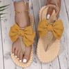 Summer Shoes Woman Travel Beach Sandals Sweet Bow Decoration Designer Shoes Outdoor Leisure Flip Flops Retro Linen Sandalias
