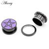 Alisouy 2PCS Stainless Steel Purple Star Screw Round Ear Gauges Tunnel Plug Expander Stretcher Earrings Piercing Body Jewelry