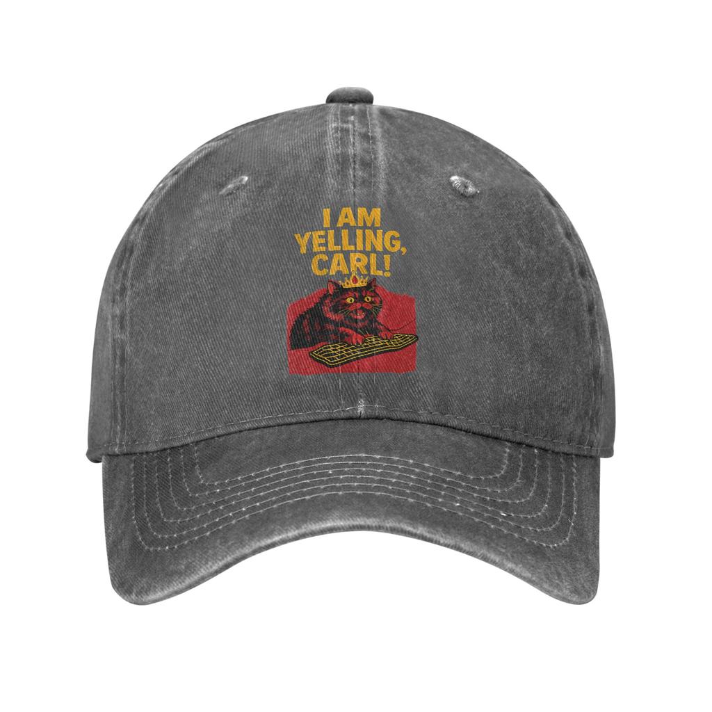 Funny I Am Yelling Carl Cat Meme Unstructured Baseball Cap Distressed Denim Washed Keyboard Snapback Hat Outdoor Adjustable