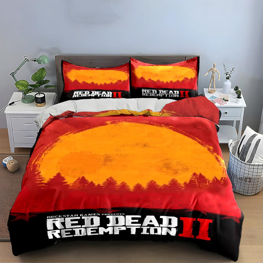 Red Dead Redemption II Game Art Bedding Set (1 duvet cover, 2 pillowcases, duvet not included) sofas