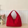 Simple Solid Color Large Capacity Women Casual Shoulder Tote Bag For Commuting