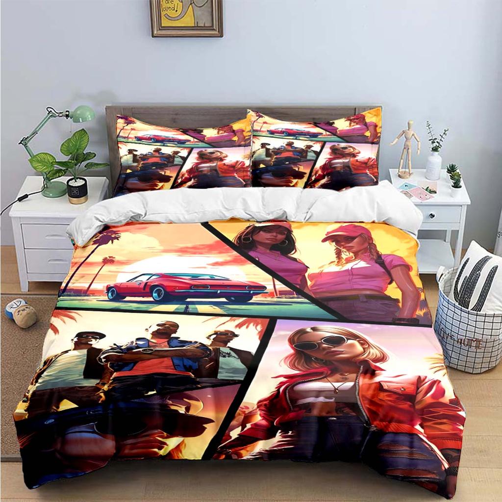 Fashion Classic Exciting Game G-GTA Print Bedding Sets Bed Supplies Set Duvet Cover Bed Comforter Set Bedding Set Luxury Gift