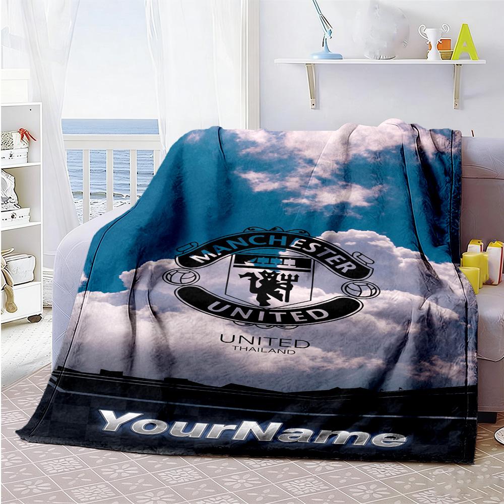 Manchester Personalized Text Blanket Gift Customizable Blanket Soft Warm Cozy Versatile for Bed Office Chair Office Chair Four Seasons Universal