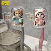 2Pcs Dust-Proof Waterproof Cat Toothbrush Cover Kitten Dog Printed Transparent Toothbrush Holder Portable Toothbrush Head Cover