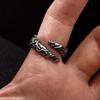 Retro Eeuwige Ranken & Rood Hart Roos Verstelbare Open Ring Voor Mannen Zilverkleurig Koper Punk Gotisch Edgy Sieraden Accessoires Cadeau