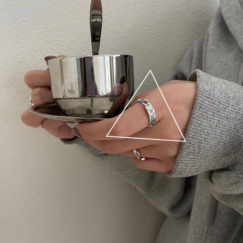 Silver Modern S925 Dual Layer Geometric Ring With Adjustable Size And Colorful Agate Stones For Stylish Accessories Womens