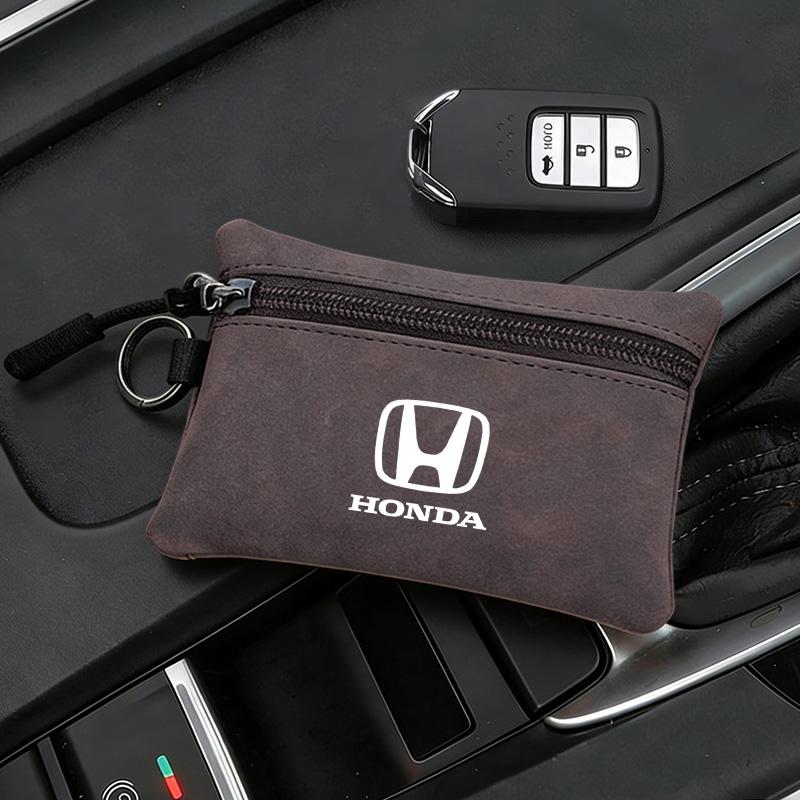 Leather Car Key Case Keychain Mini Storage Bag Zippered For Honda Jazz Pilot CRV Odyssey City Shuttle HRV CRX Civic FIT Accord XD9