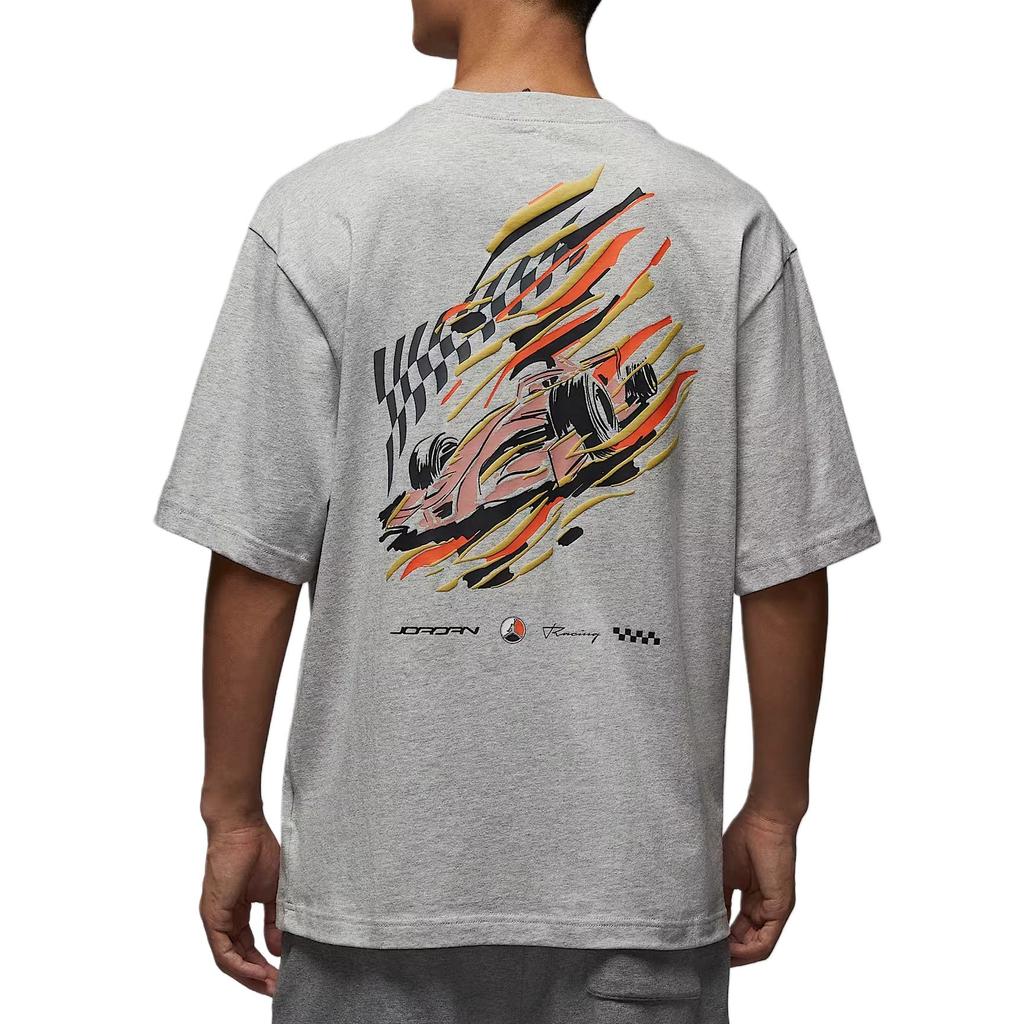 Jordan T Shirts Men's Heather Gray/Black Crew Neck Moderate IF0783-050