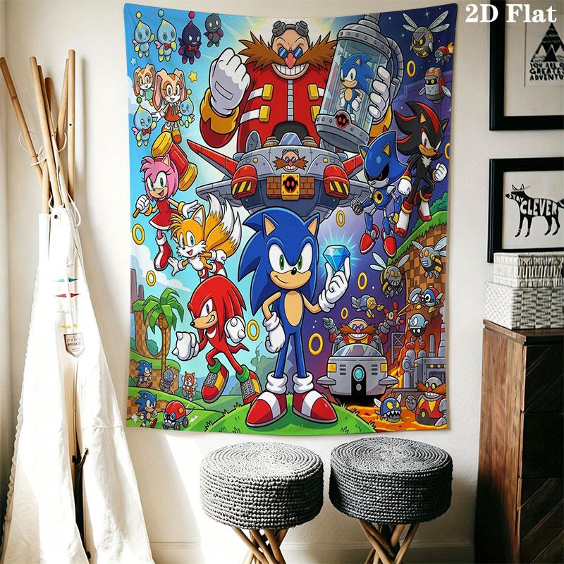 Hedgehog Sonic Bolt Wall Hanging Printed Fabric Blanket Decorative Tapestries for Bedroom Living Room Home Decor