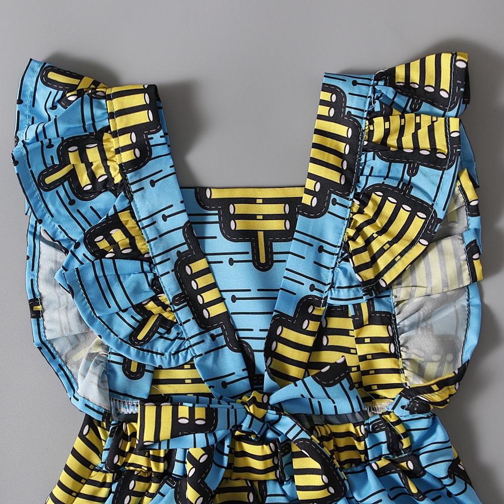 Ropa para bebés y niñas, vestido africano con estampado de estilo bohemio, mangas con volantes, sin espalda, para 1-6 años