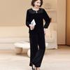 2pcs Pants Suit Autumn Women's Loose Plus-size Velvet Blouse High-waist Velvet Pants Two-piece Set