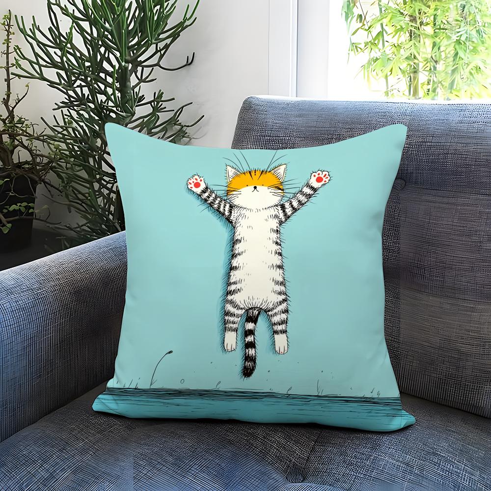 Hot NNaughty cated Cushion Cover Comfortable Reversible Pillow Cover Ideal for Car Sofa Bedroom  Beyond