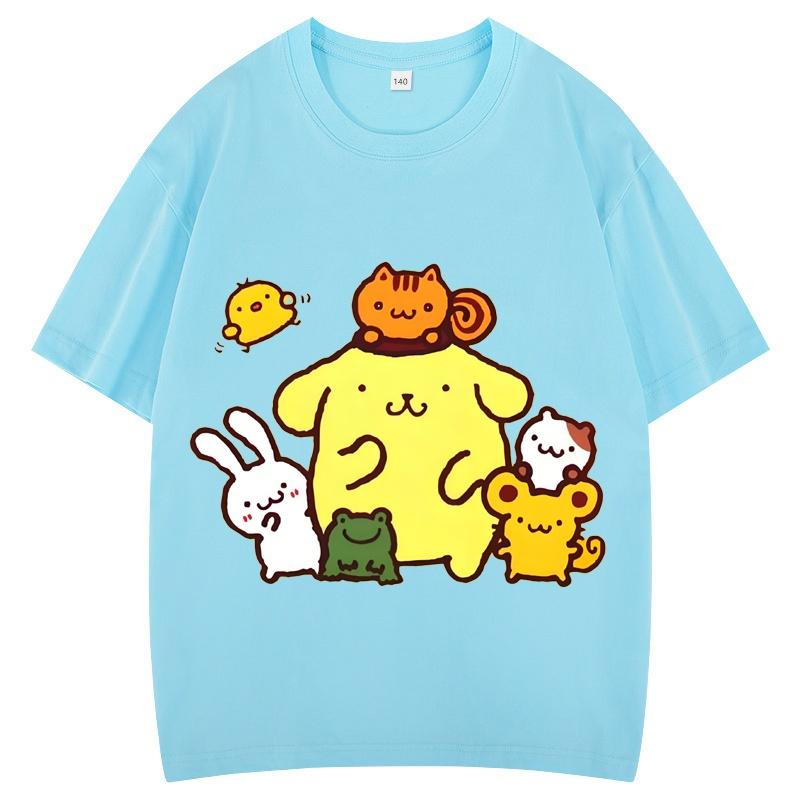 Summer Short-sleeve Girls' T-shirt Pudding Dog Children's Cartoon Casual Men's Clothing Boys' Youth Clothing