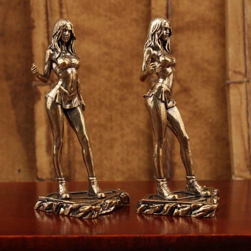 Vintage Bikini Güzeli Heykelciği - Art Deco Metal Ev Ofis Dekorasyonu Hediye