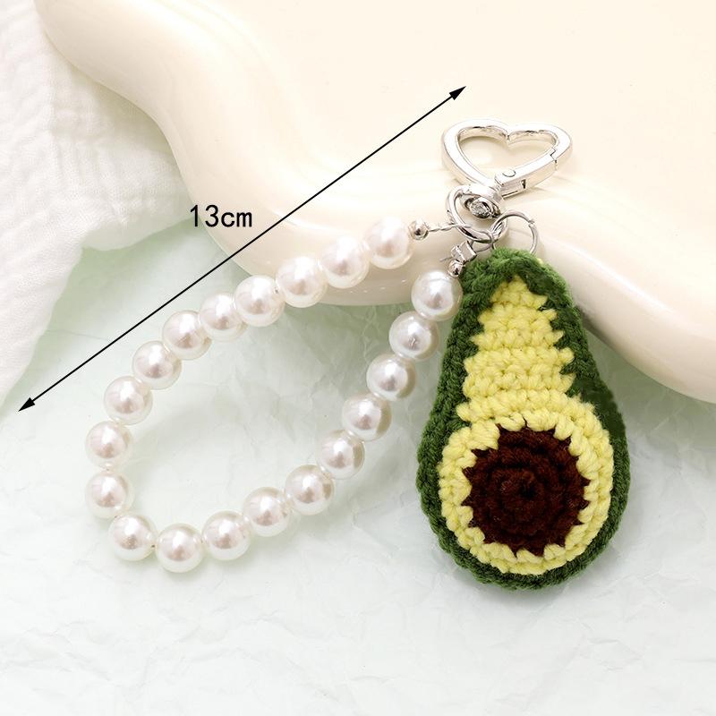

Creative Handwoven Fruit Strawberry Pearl Chain Keyring Cute Versatile Keychain Bag Pendant Camera Hanging Decor Girls Gift