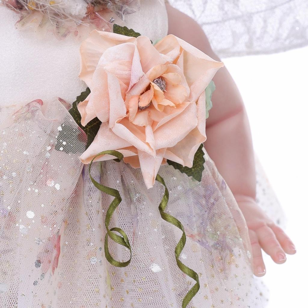 Full Silicone Vinyl Baby Dolls Reborn 18 Inch Cosplay Fairy Angel Cute Babies Doll with Rooted Hair and Wing Fashion Christmas Gifts Toy Decoration