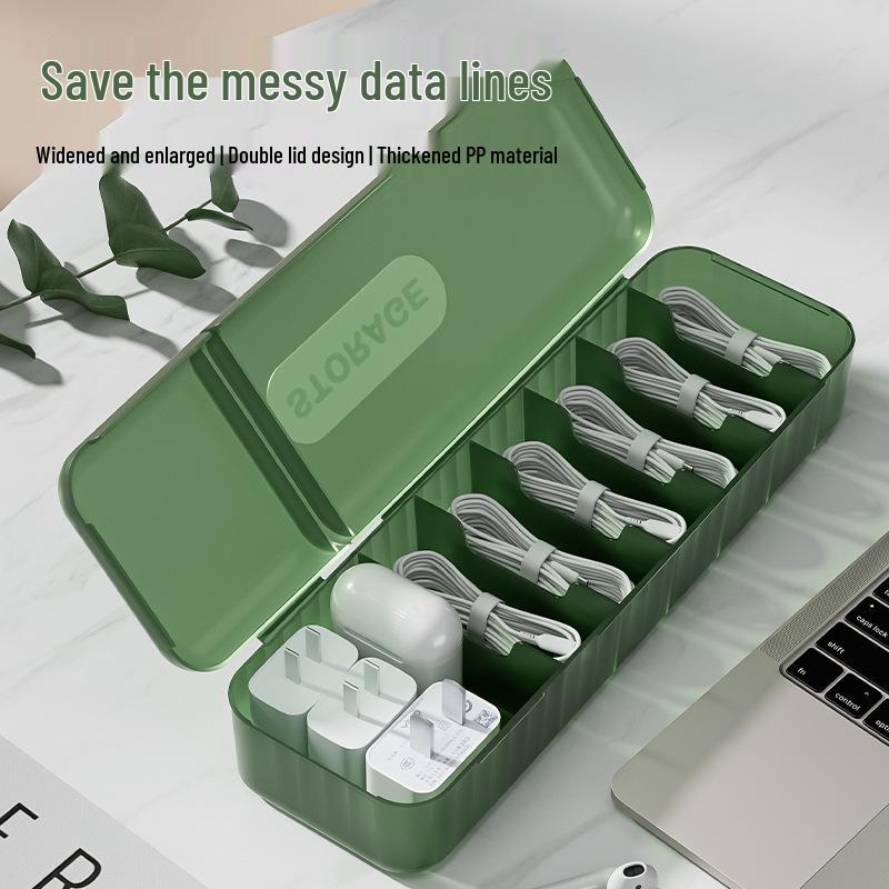 Desktop Cable Organizer Box for Chargers and Cables