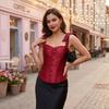 Women's Adjustable Double Strap Corset Top Shapewear with Boning and Lace-Up Back