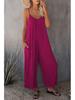 European & American Women's Solid Color Pocket Suspender Jumpsuit